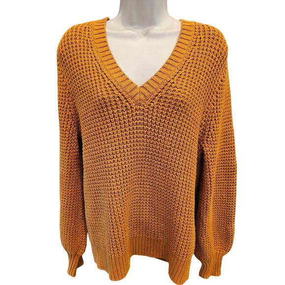 J. Crew chunky thick knit fall color orange sz XL comfy sweater preppy casual - Picture 1 of 9